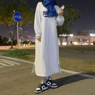 Letter Napped Maxi Sweatshirt Dress