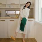 Puritan-collar Lace-trim Long Dress