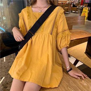 Fringe Elbow-sleeve A-line Dress