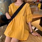 Fringe Elbow-sleeve A-line Dress