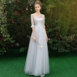 Lace Flower Applique A-line Evening Gown (various Design)