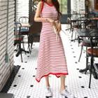 Sleeveless Striped Midi Flare Dress