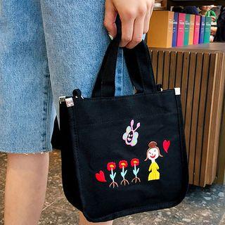 Embroidered Canvas Cross Bag
