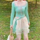 Knit Top / Layered Mesh Skirt