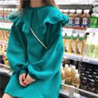 Ruffle-trim Long-sleeve Sweatshirt Dress
