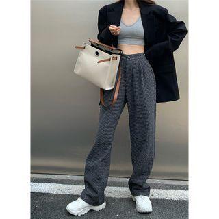 High-waist Check Loose-fit Pants