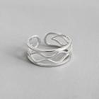 925 Sterling Silver Wavy Layered Open Ring Platinum - No.11