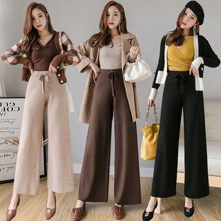 High-waist Bow Accent Wide-leg Pants