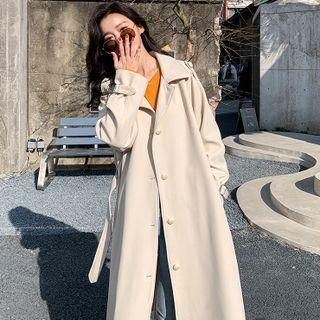 Single-breasted Tie-waist Midi Coat