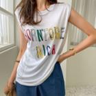 Letter Print Tank Top Ivory - One Size