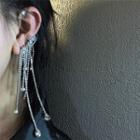 Rhinestone Fringed Alloy Earring 1 Pc - Right - Silver - One Size