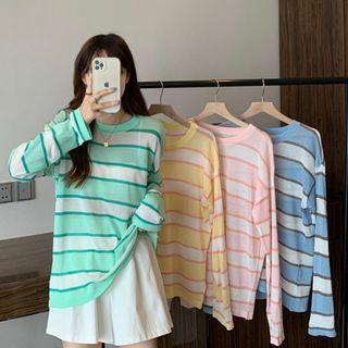 Long Sleeve Color Block Oversized Knit Top