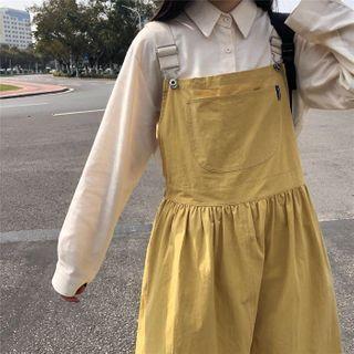Two Tone Midi Overall Dress