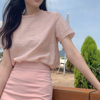 [cle.] Frill-neck Boxy Blouse