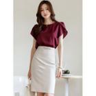 Petal-sleeve Round-neck Blouse