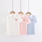 Peach Embroidered Short-sleeve Polo Top