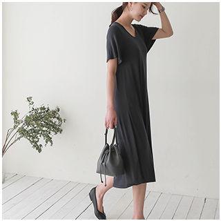 Scoop-neck A-line Long Dress