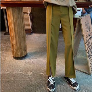 Front-slit Straight-fit Pants