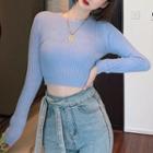 Knitted Crew-neck Cropped Sweater
