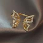Cz Butterfly Open Ring Gold - One Size
