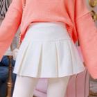 Pleated Mini A-line Skirt Milky White - S