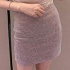 Rhinestone Fitted Mini Skirt