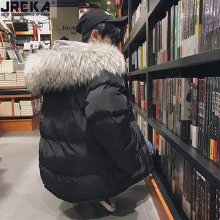 Faux Fur-trim Hooded Puffer Jacket