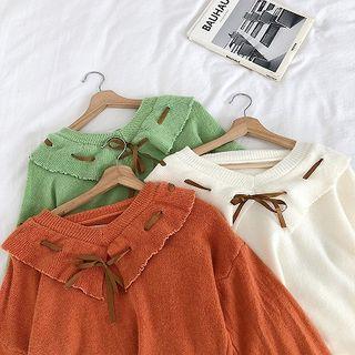V-neck Lace-up Long-sleeve Sweater
