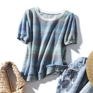 Short-sleeve Ombre Knit Top