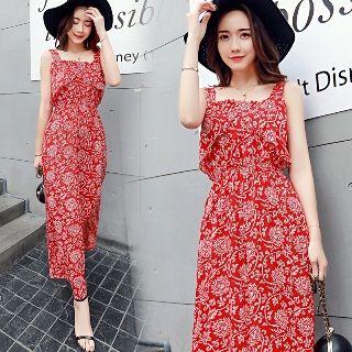 Sleeveless Layered Printed Jumpsuit