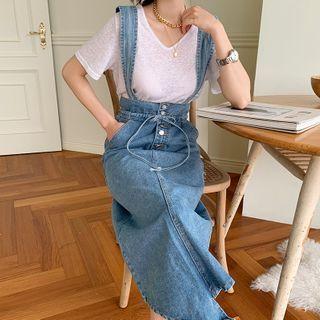 Denim Maxi Suspender Dress Blue - One Size