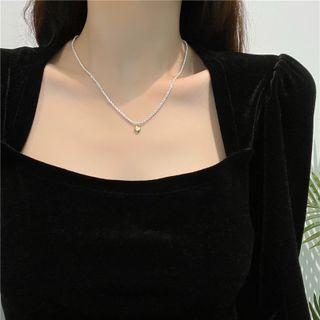 Heart Pendant Alloy Choker 1 Pc - Silver - One Size