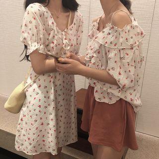 Floral Print Off-shoulder Top / Floral Print Off-shoulder Dress