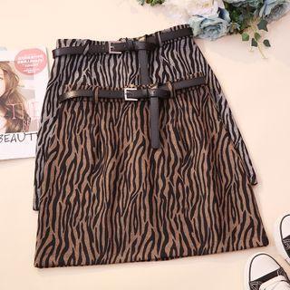 Zebra Printed Mini A-line Skirt