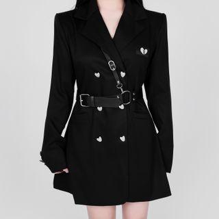 Set Of 2: Faux Leather Belt Black - One Size