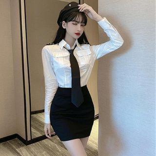 Set: Front Pocket Shirt + Mini Pencil Skirt