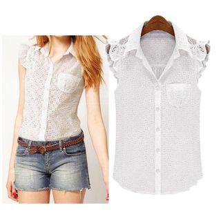 Eyelet Lace Sleeveless Shirt