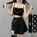 Chain Detail Cropped Camisole Top / Asymmetrical Buckled Skort / Set