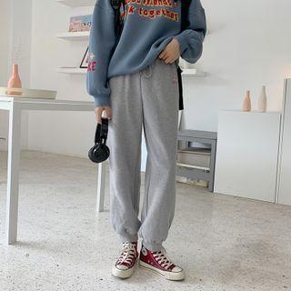 Printed Plain Sweatpants With Fleece