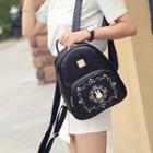 Faux-leather Rhinestone Embroidery Backpack