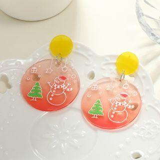 Christmas Snowman Acrylic Dangle Earring 1 Pair - Tangerine - One Size