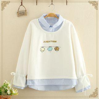 Printed Mock Two Piece Lapel Pullover