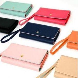 Crown Faux Leather Long Wallet