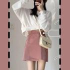Plain Sweatshirt / Mini A-line Skirt / Set