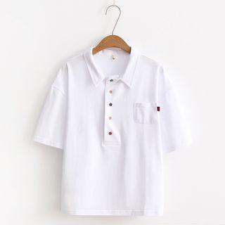 Pocketed Elbow Sleeve Polo Shirt