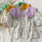 Patchwork Embroidered V-neck Shirt