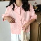 Plain 3/4-sleeve Shirt / Midi A-line Skirt