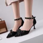 Studded Accent Ankle Strap Dorsay Pumps