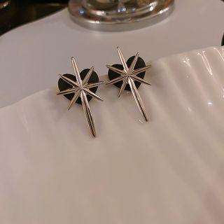 Star Alloy Earring 1 Pair - Silver Pin - Black - One Size