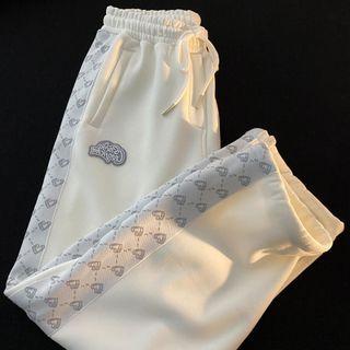 Drawstring Heart Print Shift Gathered Cuff Pants